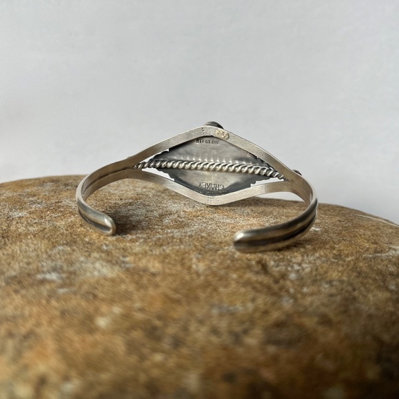 Navajo Sterling Silver Sonoran Gold Turquoise Bracelet Cuff by Robert Shakey - Picture 10 of 11